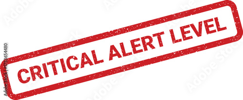 Textured rubber stamp graphic indicating a serious alert level requiring immediate action or assessment
