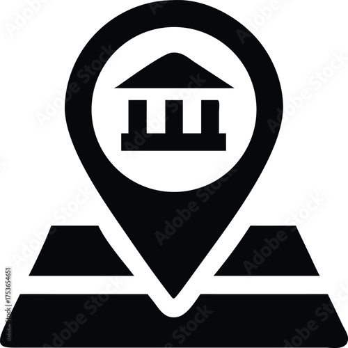 University location pin silhouette vector icon on white background – ideal for campus maps, education apps, navigation, and academic designs