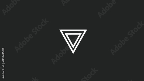 Abstract geometric design with two inverted white outline triangles, nested on a sleek dark background