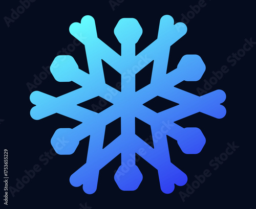 A striking blue gradient snowflake icon set against a dark background, perfect for winter themes.