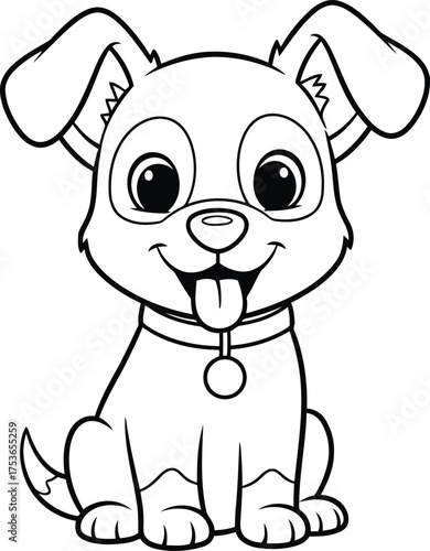 Cartoon dog with tongue out and collar puppy animal