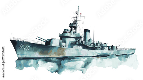 National WWII Museum. National WWII Museum hand drawn watercolor illustration