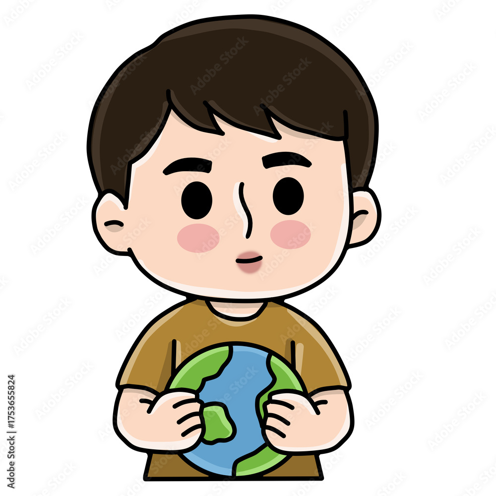 Obraz premium boy with a globe earth 