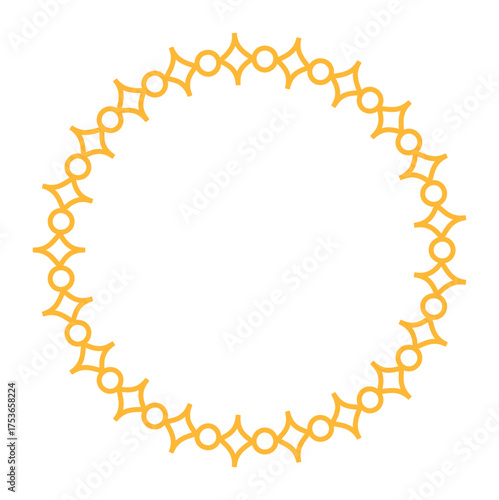 Intricate gold islamic geometric frame, perfect for decor or invitation designs with an elegant touch.
