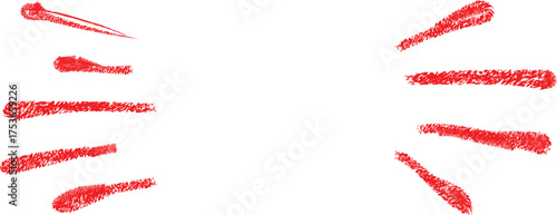 Collection of red medical surgical instruments arranged on a white background