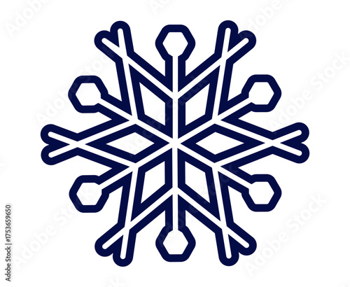 Detailed geometric snowflake illustration perfect for winter-themed decorations and designs.