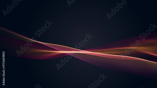Seamless Loop of Colorful Wavy Lines Animation. Wave motion of orange soft tones on black background. Abstract Technology and Wellness Video.