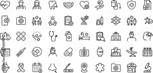 Medical Healthcare Icons Set with Heartbeat Stethoscope Doctor Tooth Mask and Ambulance cardiology