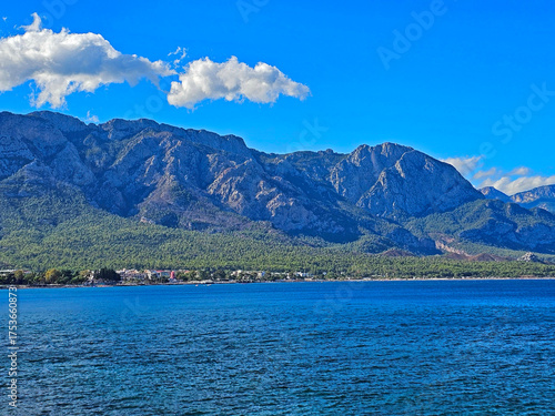 Mountains in the clouds in sunny day