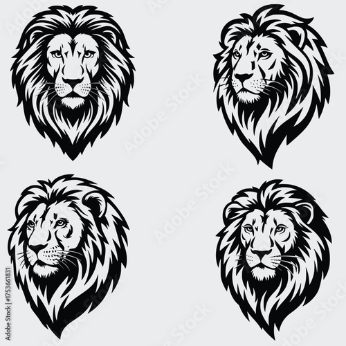 Lion Head SVG Bundle, Lion Head SVG, Animals SVG, Animals Head SVG, Wild Animal Head SVG, Vector, Silhouette, T-shirt, Cutting File For Cricut, Lion Logo SVG, Wild Life