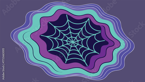 Abstract halloween spiderweb design with layered waves and dark colors