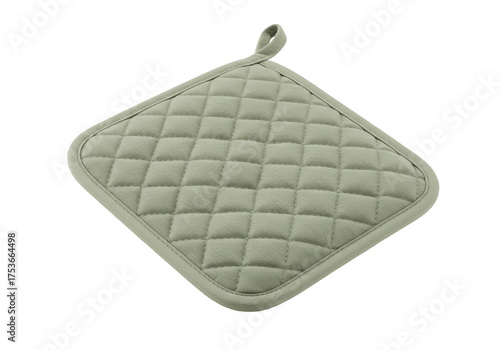 Isolated quilted fabric pot holder, trivet with hanging loop, heat resistant cotton pad