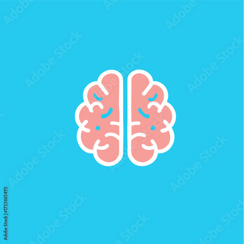 Human brain icon logo flat vector design