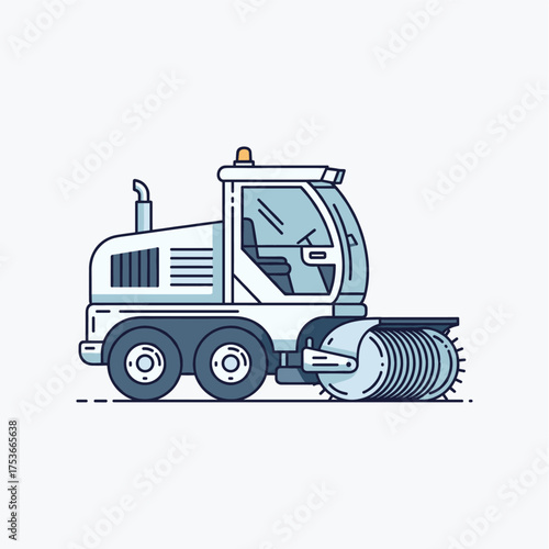 Snow cleaning vehicle, ice cleaning icon logo flat vector design