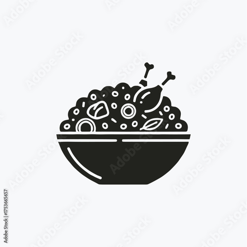 Chicken biryani, Biryani, Polao icon logo flat vector design