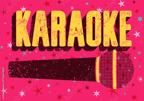 Karaoke Party typographic vintage grunge style poster design. Retro vector illustration.