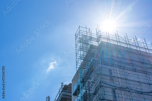Obraz na płótnie 足場 工事現場 マンション