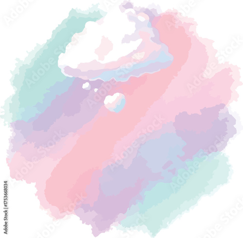 Vector art of dreamy pastel watercolor cloud with heart shape