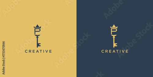 Door Key On Letter Logo Design P