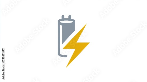Battery symbol with lightning bolt indicating power and energy efficiency for modern technology applications
