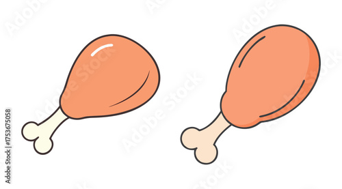 Cartoon fried chicken leg illustration vector, crispy chicken drumstick, food clipart drawing