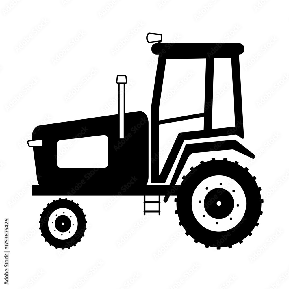 Naklejka premium A tractor silhouette. A tractor vector black clip-art isolated on a white background.