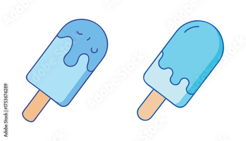 Cute blue popsicle illustration vector graphic summer treat sweet dessert ice cream frozen snack food design element