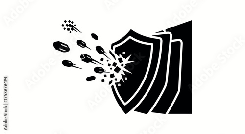 Digital protection shield deflecting incoming cyber threats and malware attacks