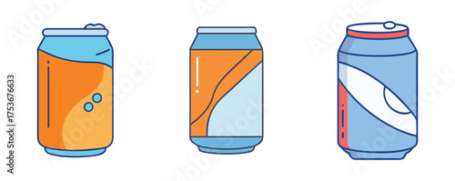 Stock illustration of refreshing soda cans vector design beverages aluminum cans for summer drinks