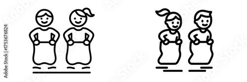 Kids enjoying sack races during a fun outdoor event in a sunny park environment