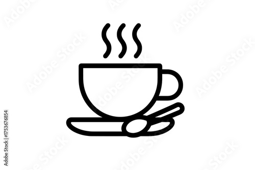 Warm cup of coffee on a saucer with steam rising in a cozy setting