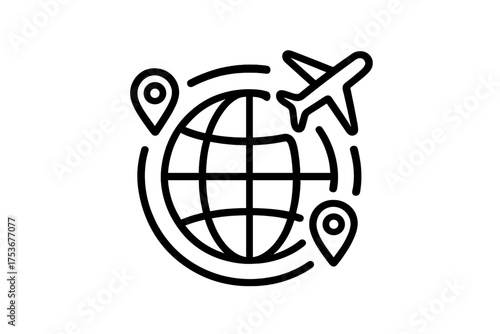 Travel planning with globe, airplane, and location markers for explorers seeking new adventures