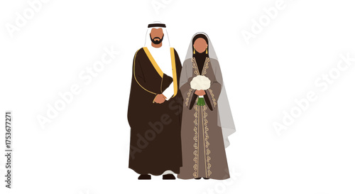 Emirati Wedding Couple Illustration - A Symbol of Cultural Celebration and Union