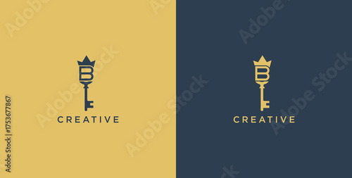 Door Key On Letter Logo Design B