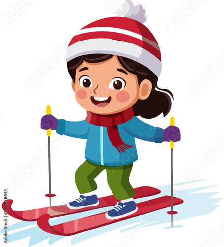 little boy skiing