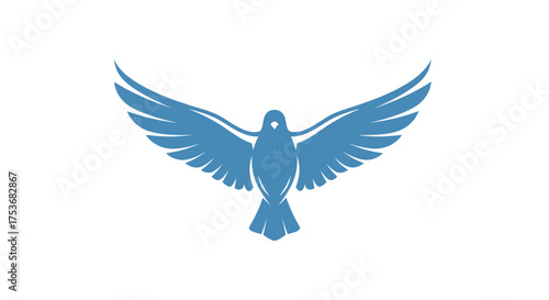 Blue Bird in Flight with Wings Spread Wide Open.