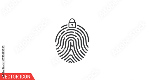 Secure Fingerprint Icon with Padlock Symbol for Biometric Authentication.
