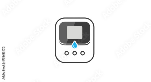 Modern White and Gray Soap Dispenser Icon with Water Drop.