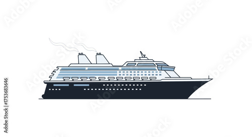 Detailed Cruise Ship Vector Illustration for Ocean Travel.