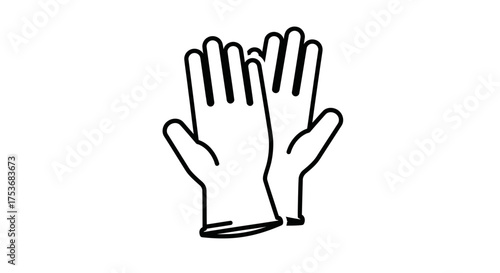Simple Line Art Illustration of a Pair of White Gloves.