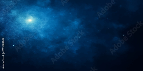 Abstract blue night sky backdrop featuring bright star light, dark cloud texture, and fluid motion design