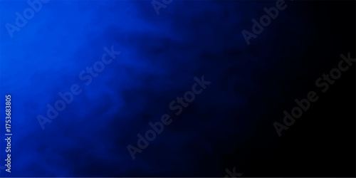 Bright abstract blue smoke texture in dark sky space background with a hint of light and motion