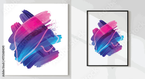 Vector art of colorful abstract paint brush strokes in vibrant gradient
