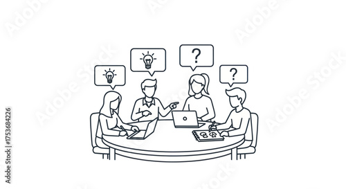 Group of People Brainstorming Ideas Around a Table.