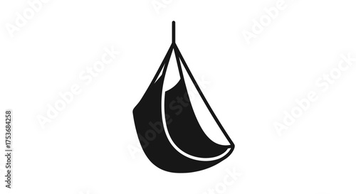Black Silhouette Icon of a Hanging Swing Chair.