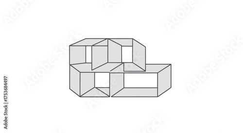 Abstract Geometric House Structure Line Drawing Illustration.