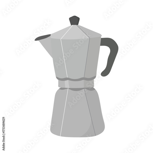 Traditional moka pot coffee maker metal stovetop espresso brewing kitchen appliance