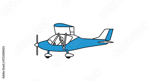 Cartoon-style Blue Airplane with Propeller and Open Cockpit.