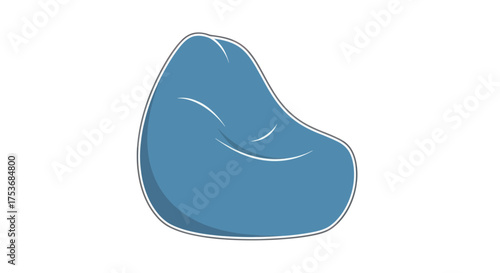 A single soft blue beanbag chair with a rounded shape.