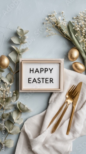 Celebrate Easter With Golden Decorations and Elegant Table Setting Including ...
